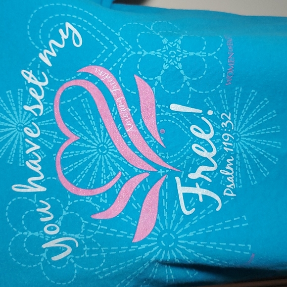 WOMEN of FAITH Turquoise Short-Sleeve T-Shirt-Psalm 119:32-Sparkle-EC-Sz S - Picture 2 of 16
